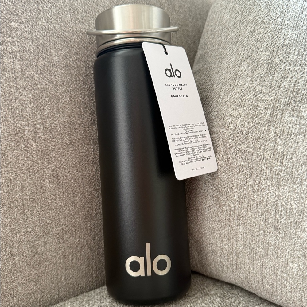 Alo Black Stainless Steel Water Bottle